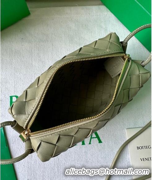 Promotional Bottega Veneta Mini Loop Camera Bag in Intrecciato Leather 723547 Travetine Green 2023