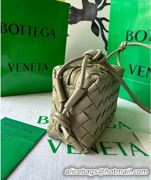 Promotional Bottega Veneta Mini Loop Camera Bag in Intrecciato Leather 723547 Travetine Green 2023