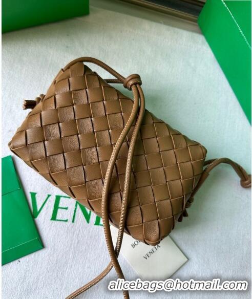 Top Quality Bottega Veneta Mini Loop Camera Bag in Intrecciato Leather 723547 Caramel Brown 2023