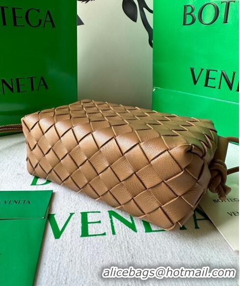 Top Quality Bottega Veneta Mini Loop Camera Bag in Intrecciato Leather 723547 Caramel Brown 2023