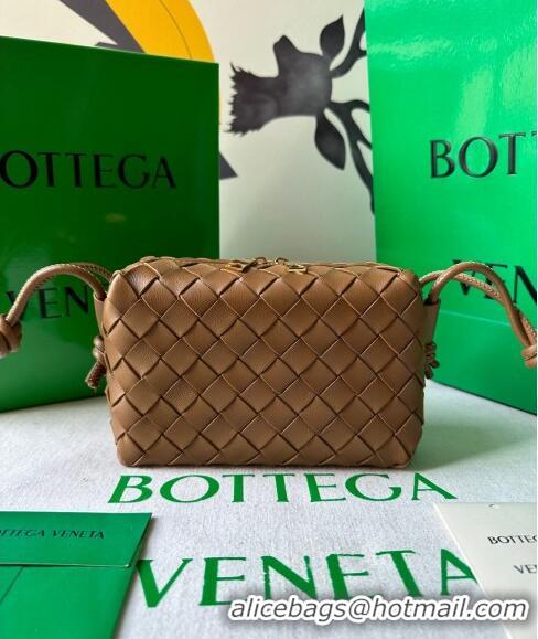 Top Quality Bottega Veneta Mini Loop Camera Bag in Intrecciato Leather 723547 Caramel Brown 2023