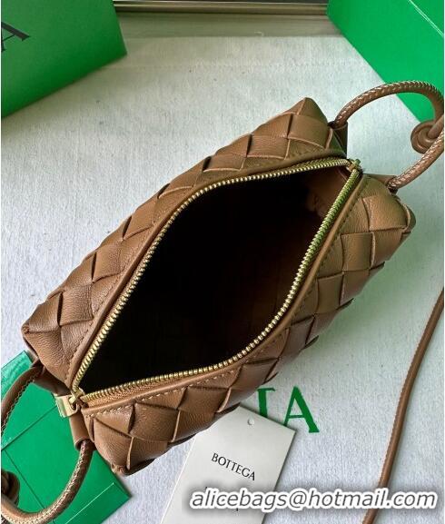 Top Quality Bottega Veneta Mini Loop Camera Bag in Intrecciato Leather 723547 Caramel Brown 2023