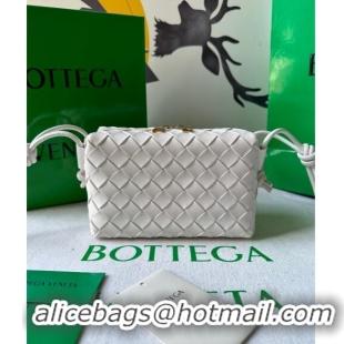 New Style Bottega Veneta Mini Loop Camera Bag in Intrecciato Leather 723547 White 2023