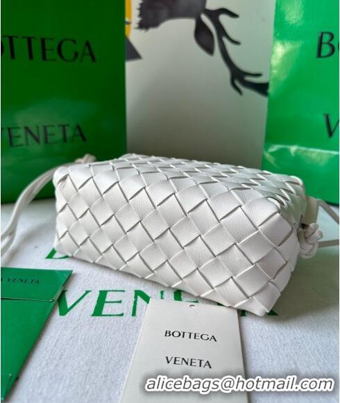 New Style Bottega Veneta Mini Loop Camera Bag in Intrecciato Leather 723547 White 2023