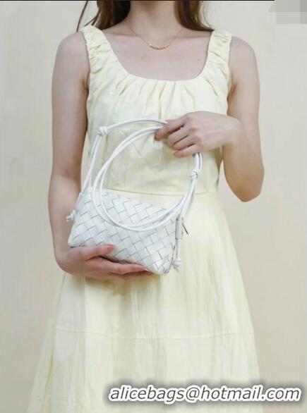 New Style Bottega Veneta Mini Loop Camera Bag in Intrecciato Leather 723547 White 2023