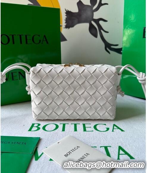 New Style Bottega Veneta Mini Loop Camera Bag in Intrecciato Leather 723547 White 2023