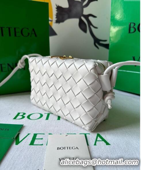 New Style Bottega Veneta Mini Loop Camera Bag in Intrecciato Leather 723547 White 2023