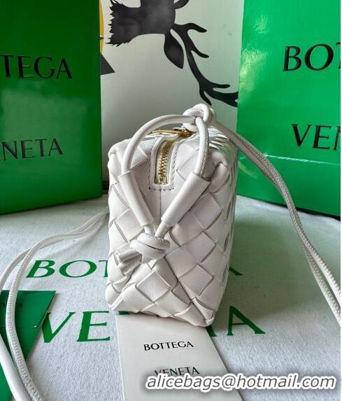 New Style Bottega Veneta Mini Loop Camera Bag in Intrecciato Leather 723547 White 2023