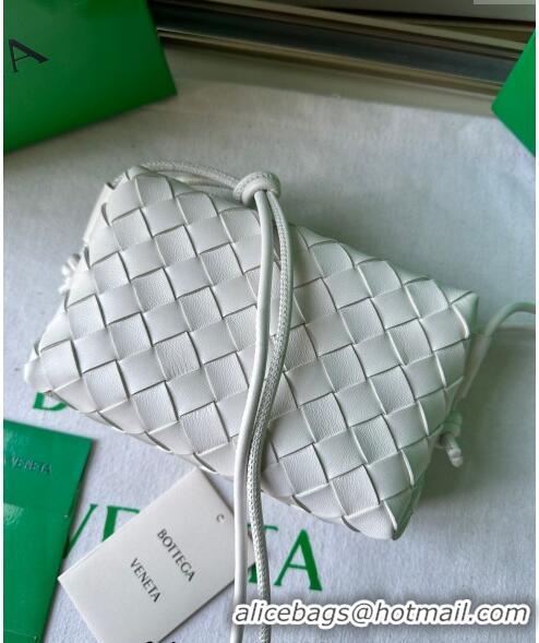 New Style Bottega Veneta Mini Loop Camera Bag in Intrecciato Leather 723547 White 2023