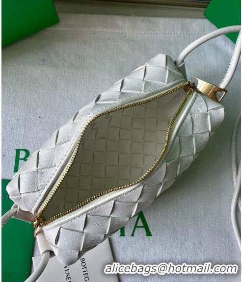 New Style Bottega Veneta Mini Loop Camera Bag in Intrecciato Leather 723547 White 2023