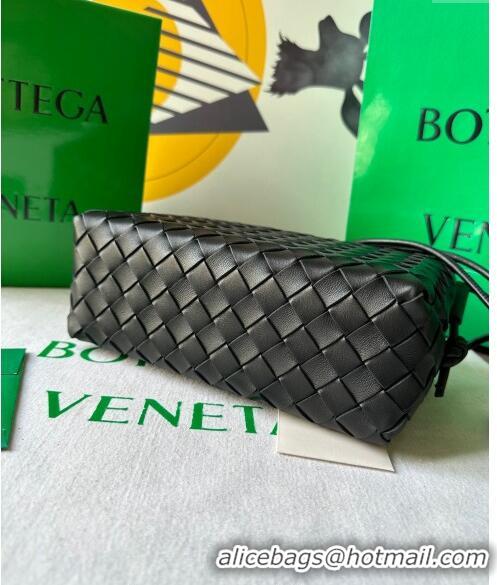 Famous Brand Bottega Veneta Small Loop Camera Bag in Intrecciato Leather 736130 Black 2023