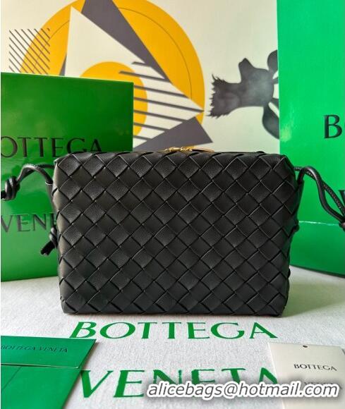 Famous Brand Bottega Veneta Small Loop Camera Bag in Intrecciato Leather 736130 Black 2023