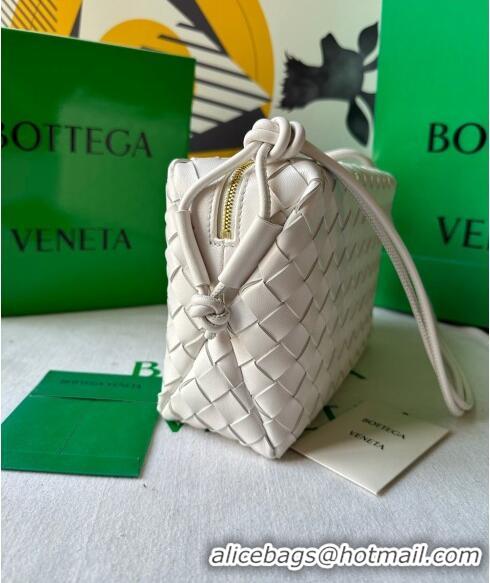 Top Quality Bottega Veneta Small Loop Camera Bag in Intrecciato Leather 736130 White 2023