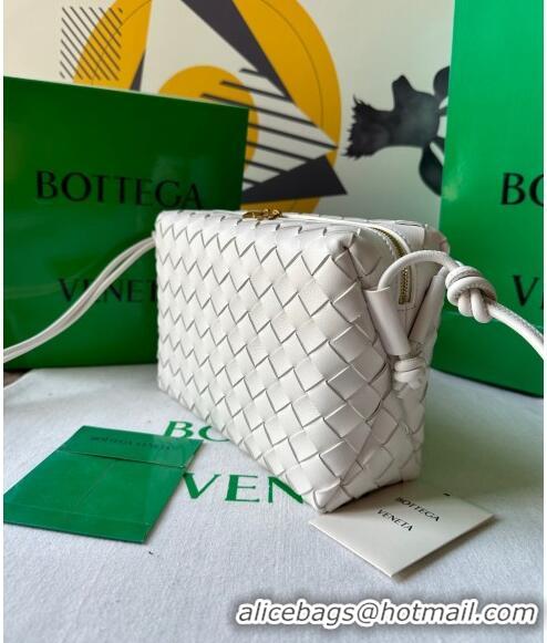 Top Quality Bottega Veneta Small Loop Camera Bag in Intrecciato Leather 736130 White 2023