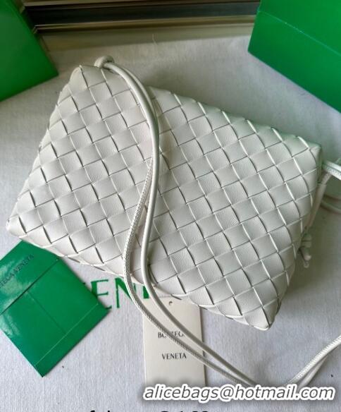 Top Quality Bottega Veneta Small Loop Camera Bag in Intrecciato Leather 736130 White 2023