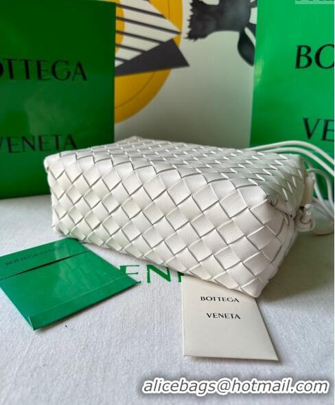 Top Quality Bottega Veneta Small Loop Camera Bag in Intrecciato Leather 736130 White 2023