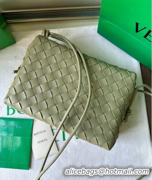 New Design Bottega Veneta Small Loop Camera Bag in Intrecciato Leather 736130 Travetine Green 2023