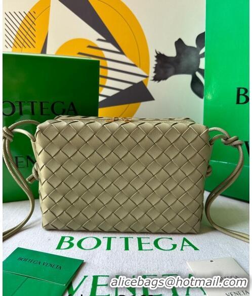 New Design Bottega Veneta Small Loop Camera Bag in Intrecciato Leather 736130 Travetine Green 2023