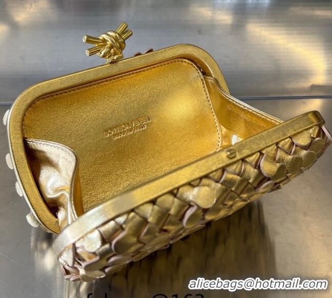 Super Quality Bottega Veneta Knot Clutch Bag in Intrecciato Lamina Leather 717622 All Gold 2023