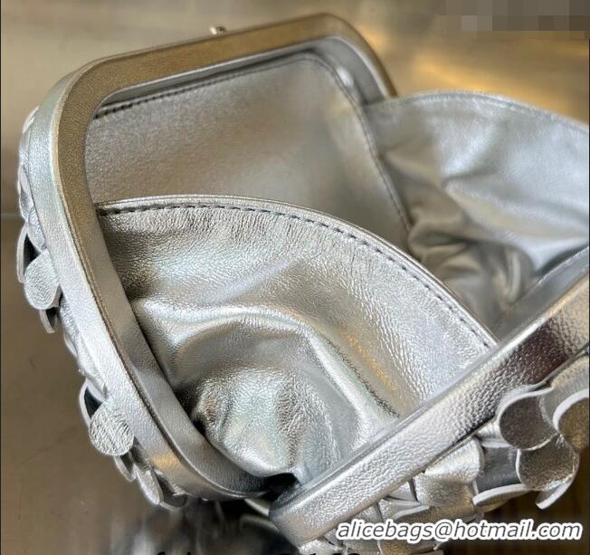 Super Quality Bottega Veneta Knot Clutch Bag in Intrecciato Lamina Leather 717622 All Silver 2023