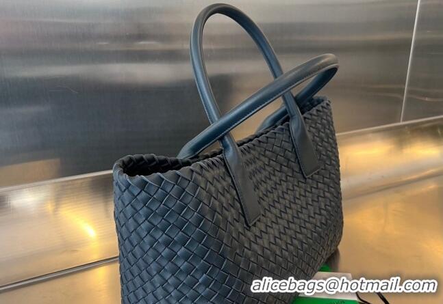 New Fashion Bottega Veneta Medium Cabat Tote Bag in Intrecciato Leather 608810 Dark Blue 2023