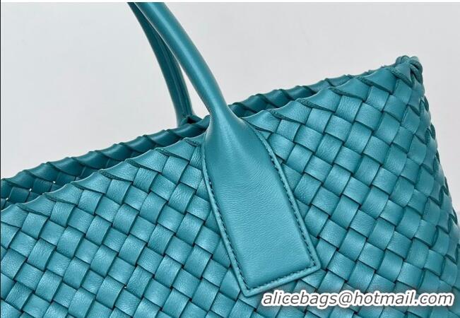 Cheapest Bottega Veneta Medium Cabat Tote Bag in Intrecciato Leather 608810 Shiny Blue 2023