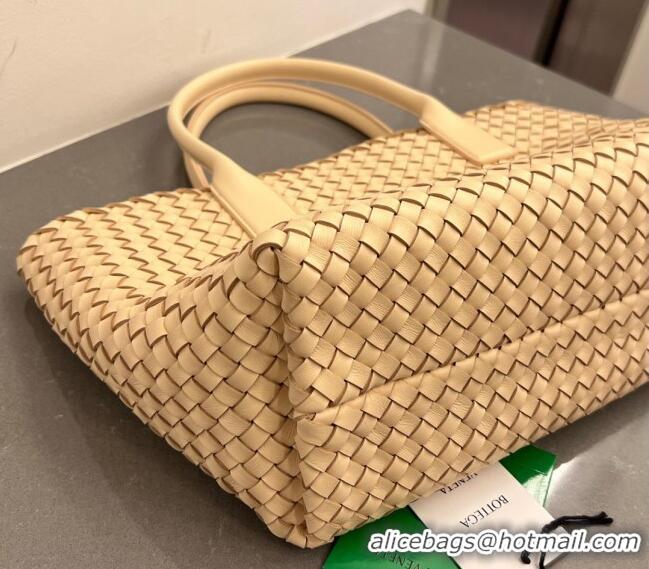 Famous Brand Bottega Veneta Medium Cabat Tote Bag in Intrecciato Leather 608810 Porridge Yellow 2023