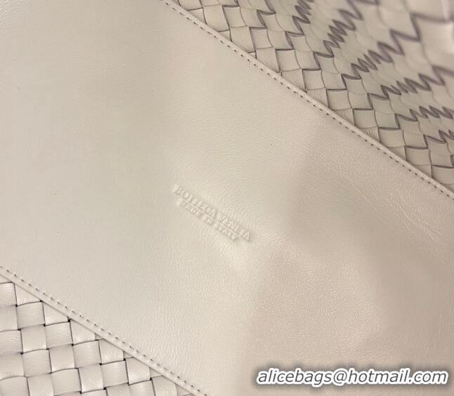 Top Quality Bottega Veneta Medium Cabat Tote Bag in Intrecciato Leather 608810 White 2023