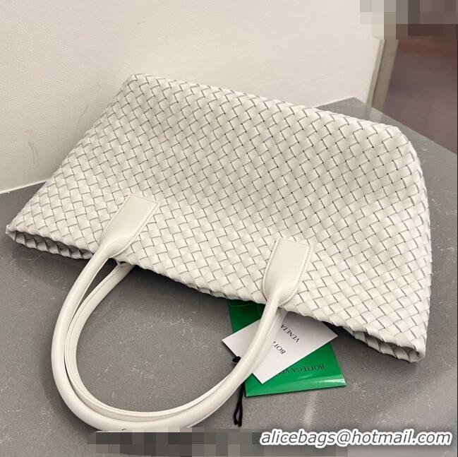 Top Quality Bottega Veneta Medium Cabat Tote Bag in Intrecciato Leather 608810 White 2023