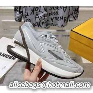 Buy Discount Fendi First 1 Running Sneakers 5cm in Fabric Grey 026081