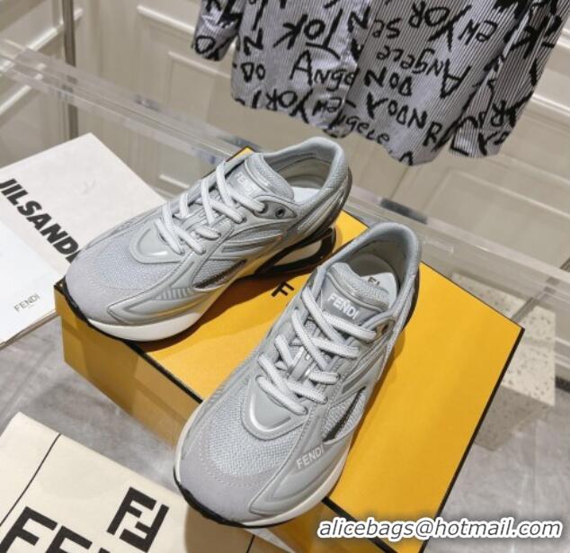 Buy Discount Fendi First 1 Running Sneakers 5cm in Fabric Grey 026081