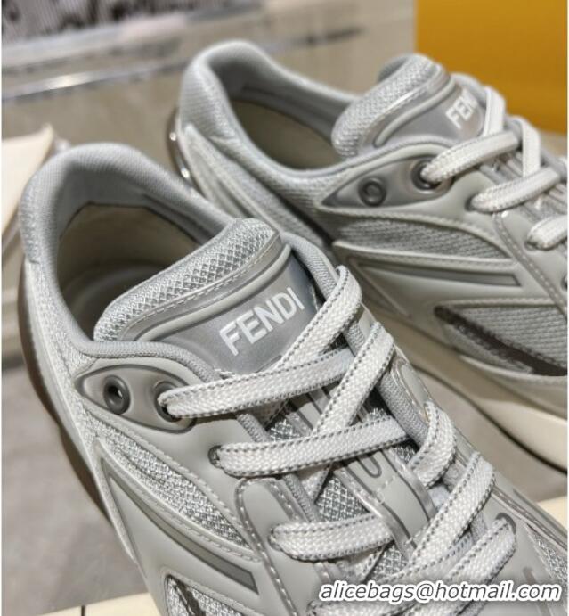 Buy Discount Fendi First 1 Running Sneakers 5cm in Fabric Grey 026081