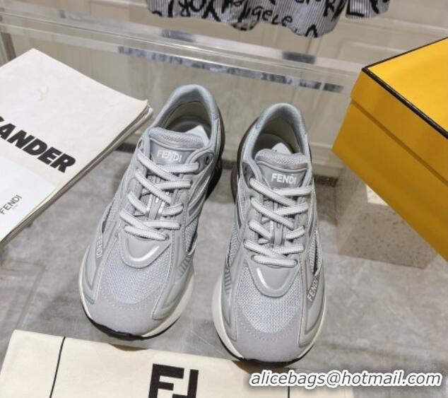 Buy Discount Fendi First 1 Running Sneakers 5cm in Fabric Grey 026081