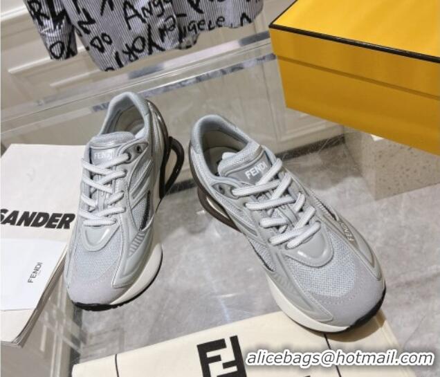 Buy Discount Fendi First 1 Running Sneakers 5cm in Fabric Grey 026081