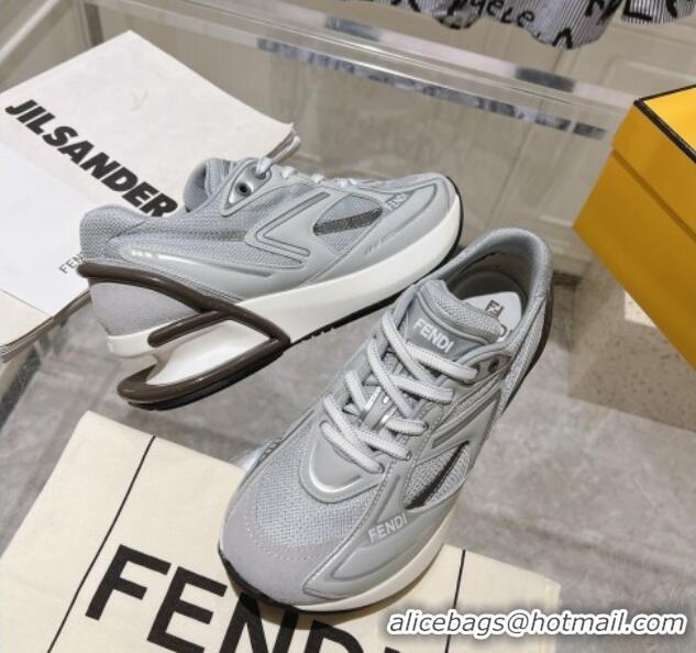 Buy Discount Fendi First 1 Running Sneakers 5cm in Fabric Grey 026081