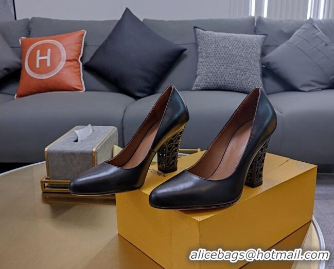 Purchase Fendi High Heel Pumps 9cm in Calf Leather Black 215086