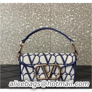 Super Quality VALENTINO V logo MINI LOCO sheepskin and fabric bags B0L97 Blue