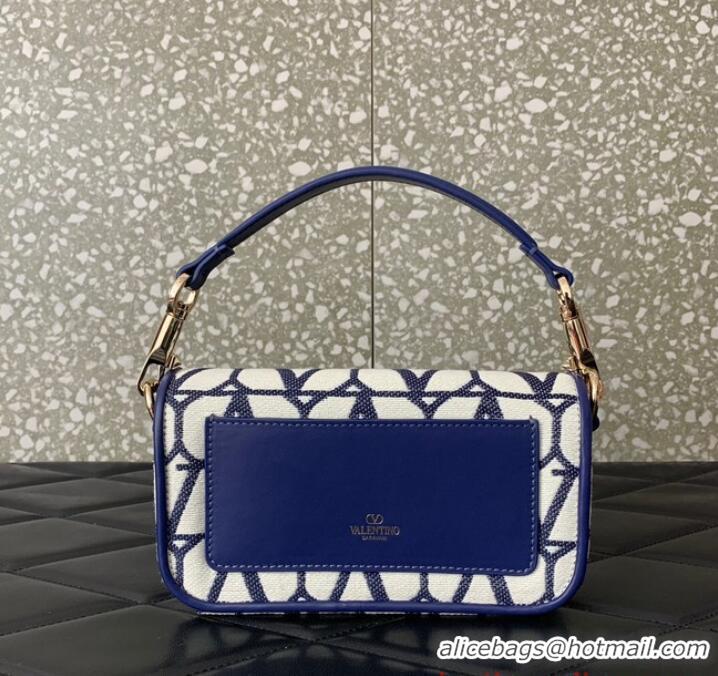 Super Quality VALENTINO V logo MINI LOCO sheepskin and fabric bags B0L97 Blue