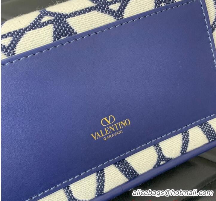 Super Quality VALENTINO V logo MINI LOCO sheepskin and fabric bags B0L97 Blue