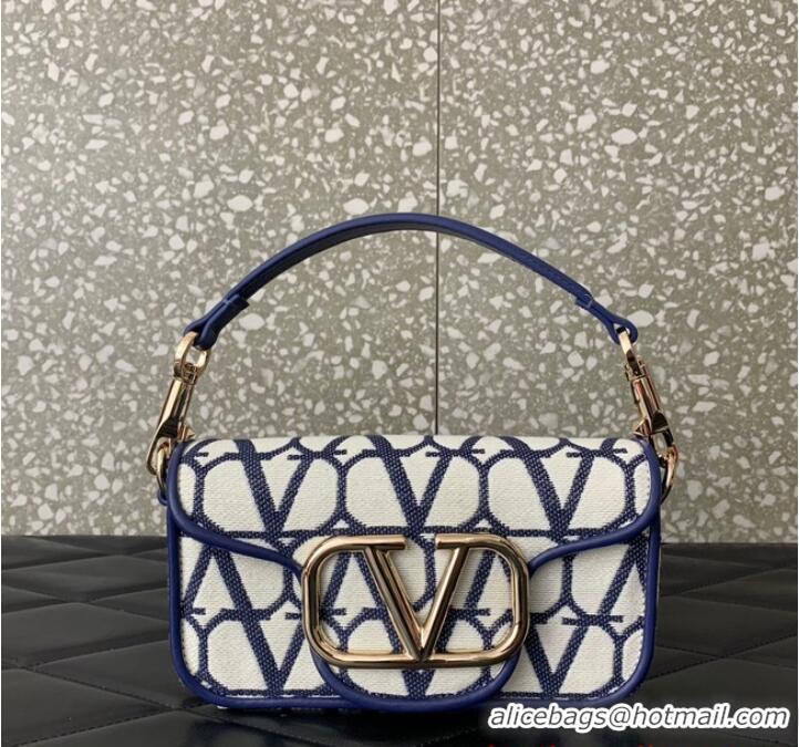 Super Quality VALENTINO V logo MINI LOCO sheepskin and fabric bags B0L97 Blue