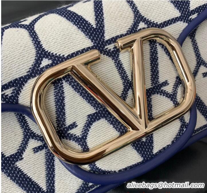 Super Quality VALENTINO V logo MINI LOCO sheepskin and fabric bags B0L97 Blue