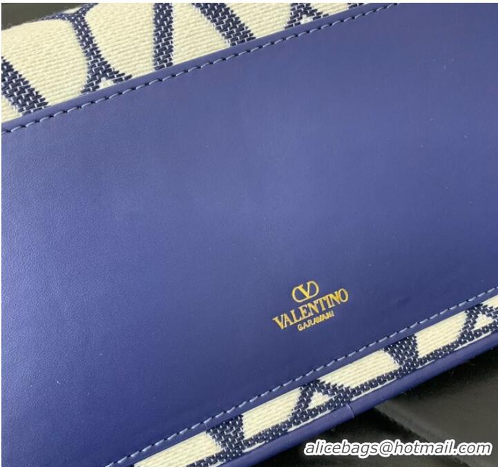 Good Quality VALENTINO V-logo LOCO sheepskin and fabric handbag Q6ZN Blue