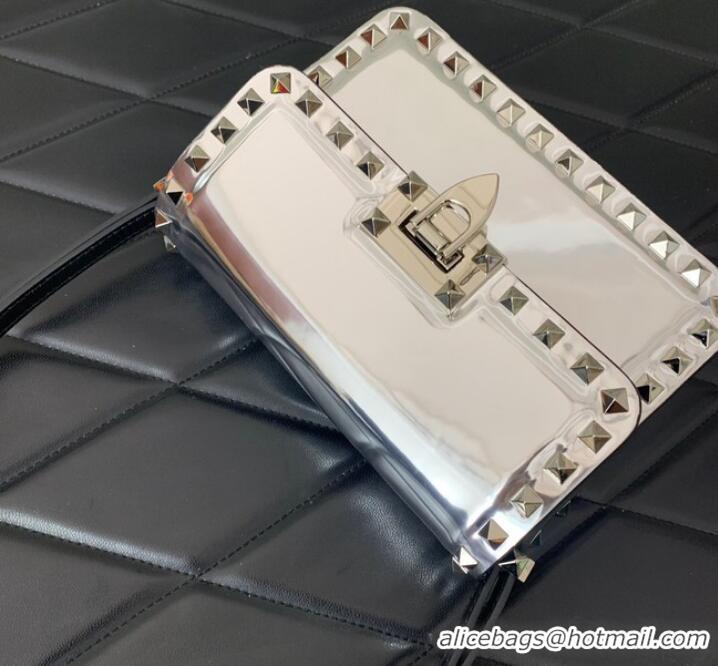 Reasonable Price VALENTINO GARAVANI ROCKSTUD23 Small calfskin bag ZS098 Silver