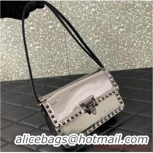 Low Price VALENTINO GARAVANI ROCKSTUD23 calfskin bag AZS098 silver&gray