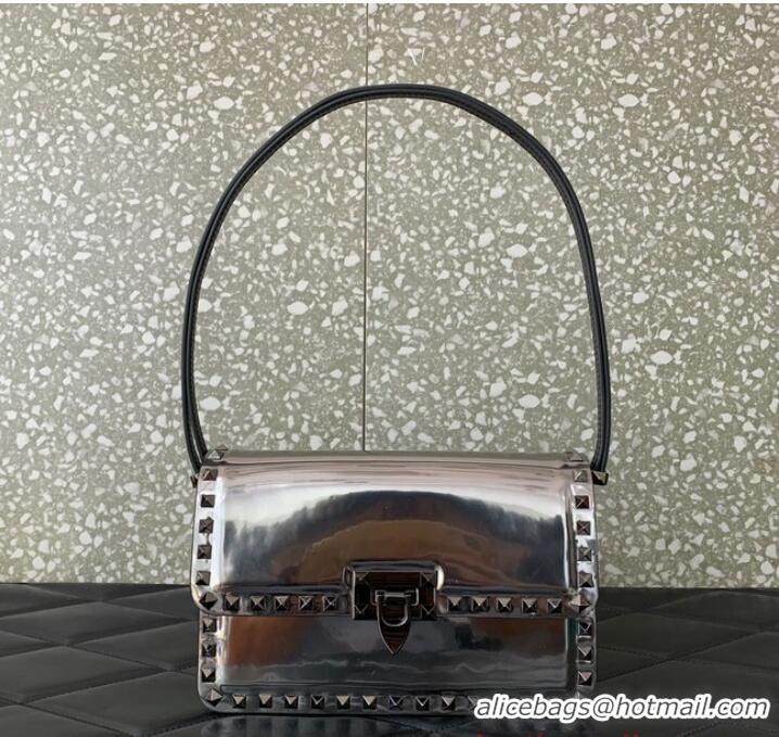 Low Price VALENTINO GARAVANI ROCKSTUD23 calfskin bag AZS098 silver&gray