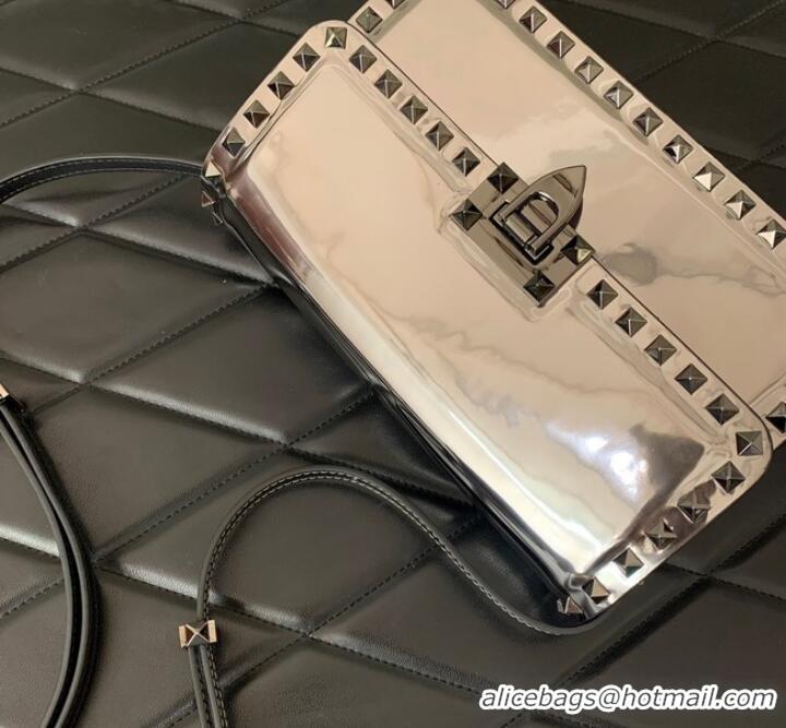 Low Price VALENTINO GARAVANI ROCKSTUD23 calfskin bag AZS098 silver&gray