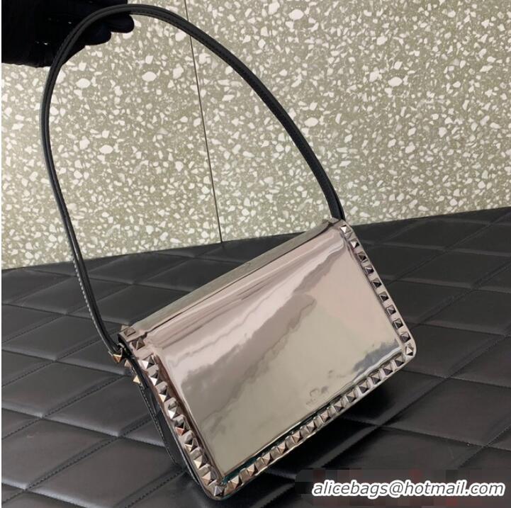 Low Price VALENTINO GARAVANI ROCKSTUD23 calfskin bag AZS098 silver&gray