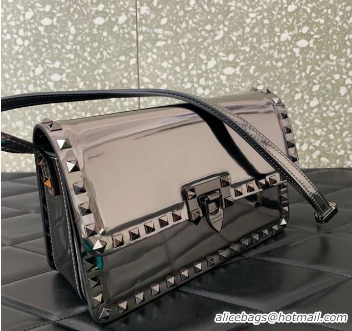 Low Price VALENTINO GARAVANI ROCKSTUD23 calfskin bag AZS098 silver&gray