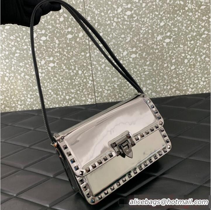 Low Price VALENTINO GARAVANI ROCKSTUD23 calfskin bag AZS098 silver&gray