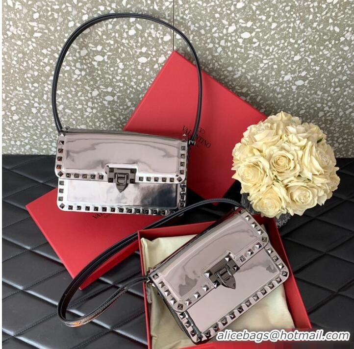 Low Price VALENTINO GARAVANI ROCKSTUD23 calfskin bag AZS098 silver&gray